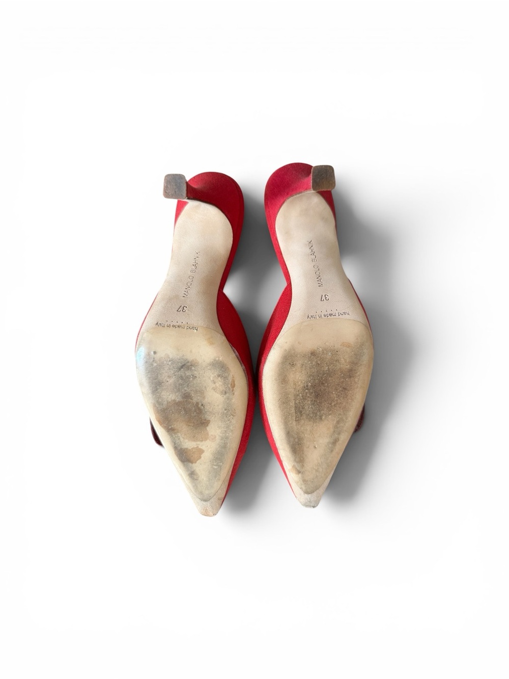 Manolo Blahnik Red  Mules Fabric Pointed Mule with Buckle Accent 37 - Picture 6 of 7